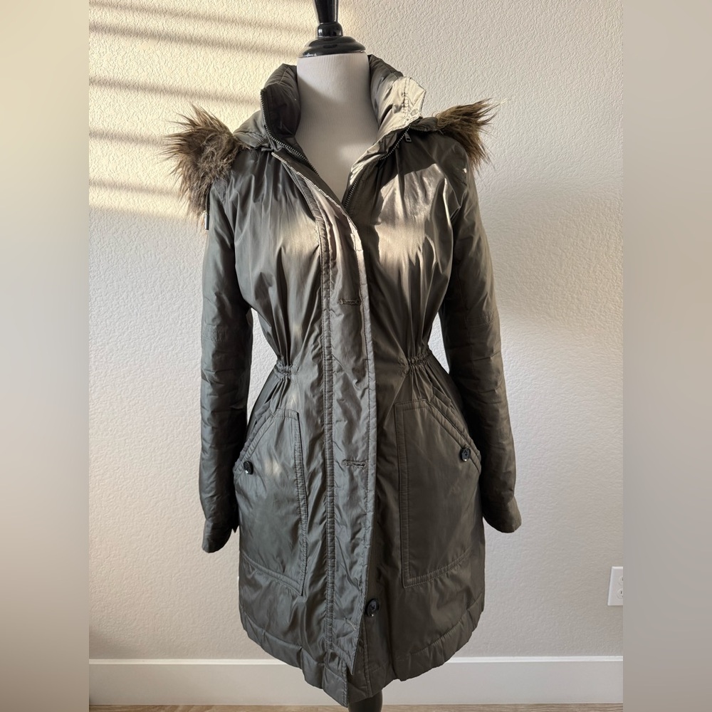 Banana Republic Olive Utility Jacket with Faux Fur